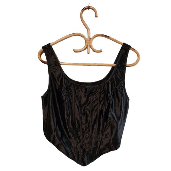 Tops - silky black corset top